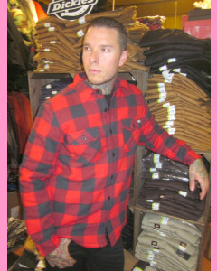Red Dickies Lansdale Sherpa Shirt Jacket