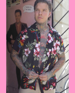 Black Papagayo Hawaiian Shirt