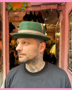 Brixton Stout Pork Pie Hat, Moss/Bronze