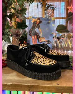 D-Ring Creepers, Black Suede/Camel Leopard