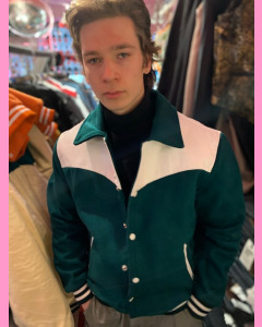 Orange Melton/White Leather Two Tone Jacket