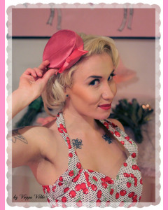 Pink satin small Pill Box Hat