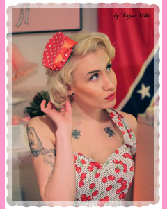 Red small Polka Dot Pill Box Hat