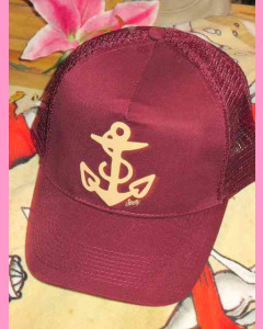 Burgundy Sailor Jerry Anchor Trucker Cap