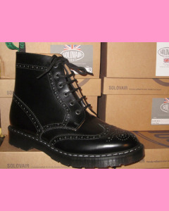 Black Solovair 6 Hole Brogue Boot