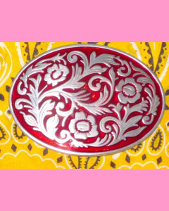 Red Western Scroll Buckle