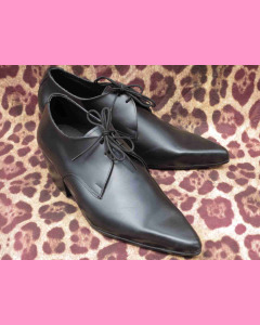 Black leather Cuban Heel Winkle-Pickers