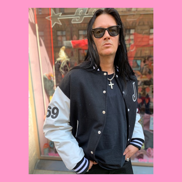 Baseball Jacket, Leather Sleeves, Kustom Letters and Numbers Garageland