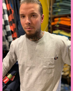 Dickies Heavyweight Long-Sleeve  Pocket T-Shirt, Heather Grey
