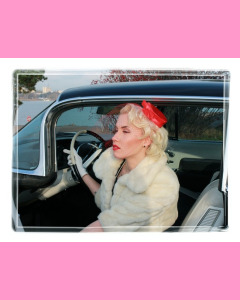 Red satin small Pill Box Hat