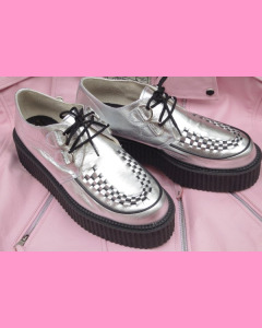 Silver Leather D-Ring High Sole Stomppers 